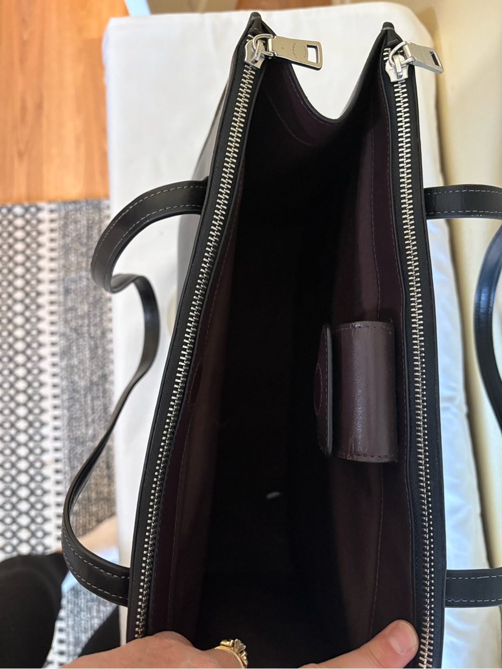 Coach Black Leather Laptop Tote Work Bag EUC - Picture 5 of 7